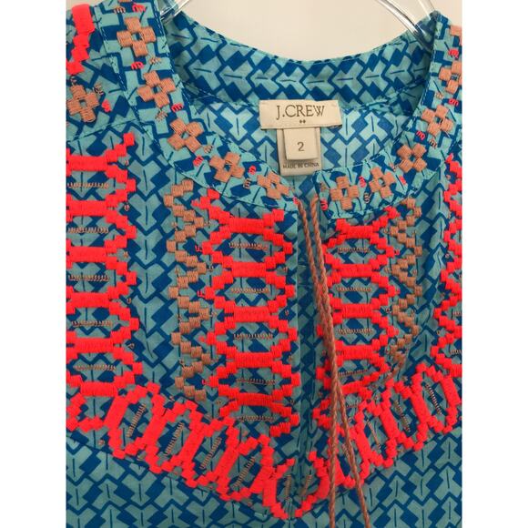 J. Crew Factory Print Embroidered Sleeveless Blouse Size 2 - Picture 3 of 7